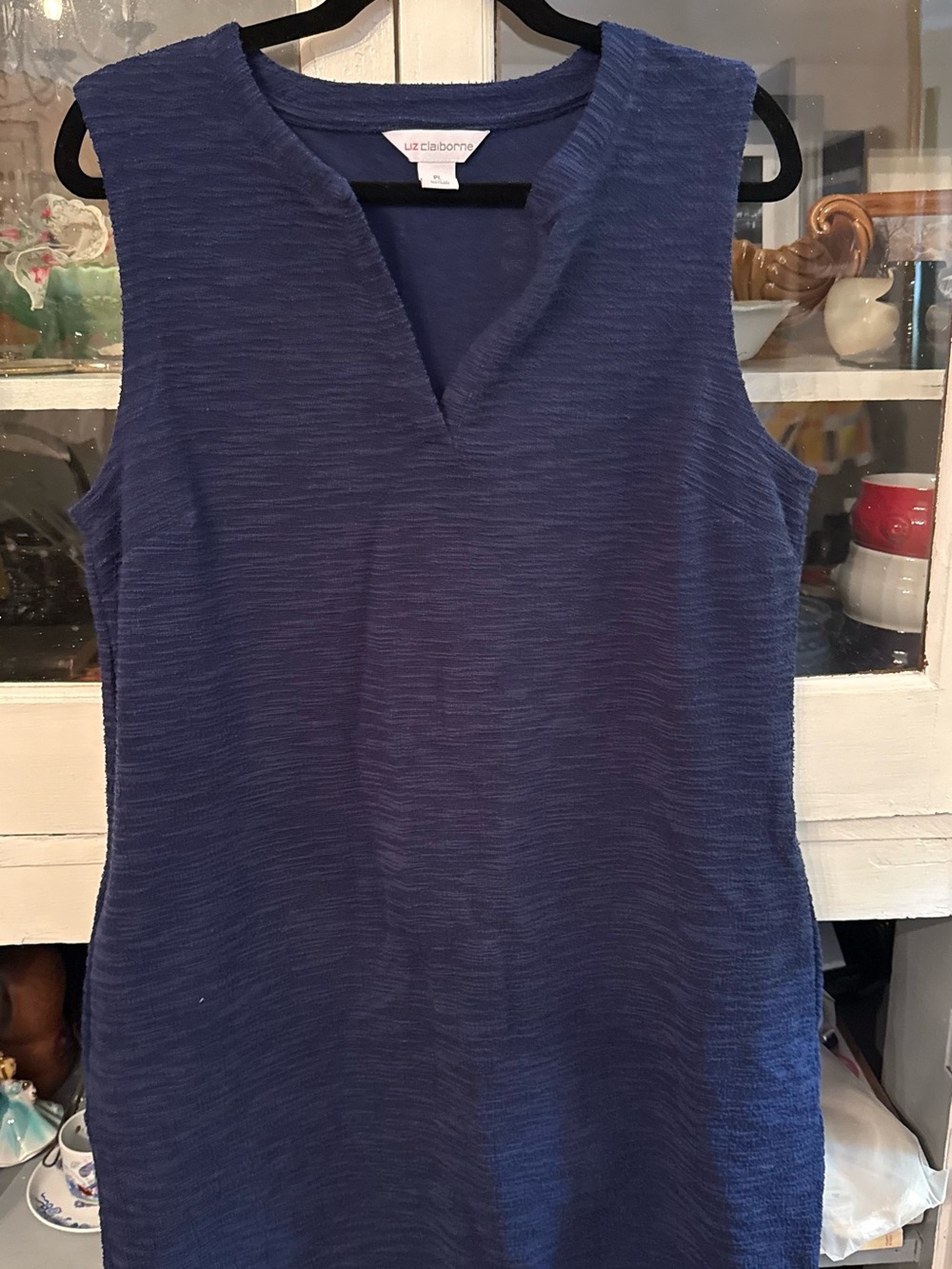 Liz Claiborne Sleeveless V-Neck Midi Dress in Deep Blue